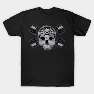 Heavy Metal Skull & Barbell Crossbones T-Shirt